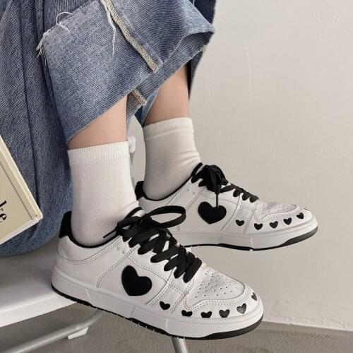 Lolita sneakers women Lolita Anime Shoes Womens Platform Sneakers Heart-shaped Cute Vulcanization Tennis Female Causal students