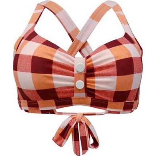 Women Bikini Swimsuit Red Plaid Halter Bathing Suit Top & Bottom Plus Size Swimwear Women Bikini Tops & Bikini Bottoms Wholesale