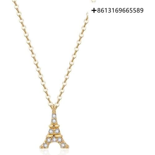 Fashion S925 necklace puppy iron tower simple temperament pendant jewelry female new trend