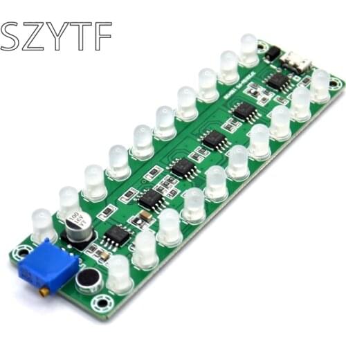 Sound control induction power amplifier spectrum audio level meter LED indicator flashing melody light sound