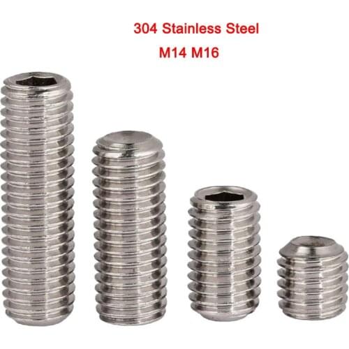 1/2/5Pcs 304 Stainless Steel Inner Hex Hexagon Socket Set Screw Concave Point End Grub Screws M14 M16 Length 16-50mm