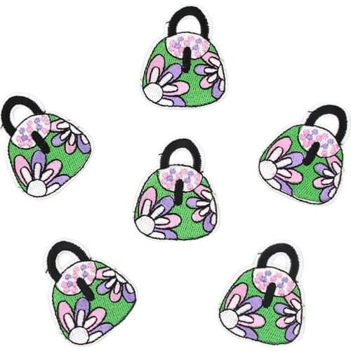 10pcs/lot Diy Baby Girls Clothes Stikcers Cartoon handbag Embroidery Patches Iron On Jeans Coats Patches Garment Accessories