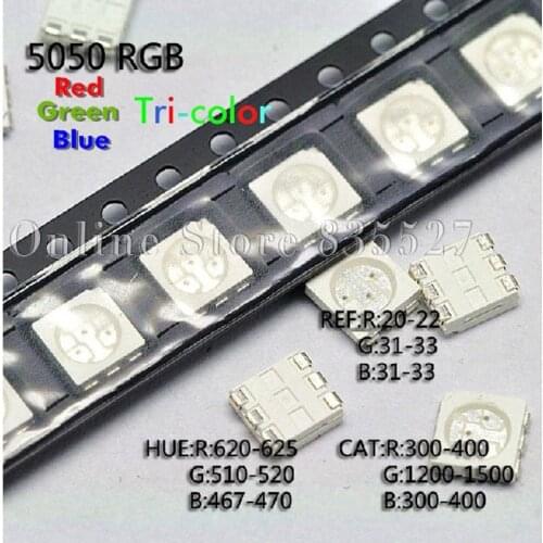 100PCS/LOT 5050 highlighted red, green and blue LED light-emitting diode RGB LED