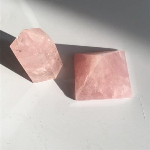 2pcs love crystal natural pink rose quartz crystal wand point and pyramid reiki healing crystals tower for home decoration