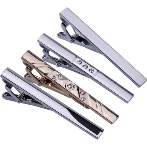 4pcs Mixed Mens Stainless Steel Luxury Classic Exquisite Necktie Tie Clips Bar Set for Regular Ties, 2.3 Inch