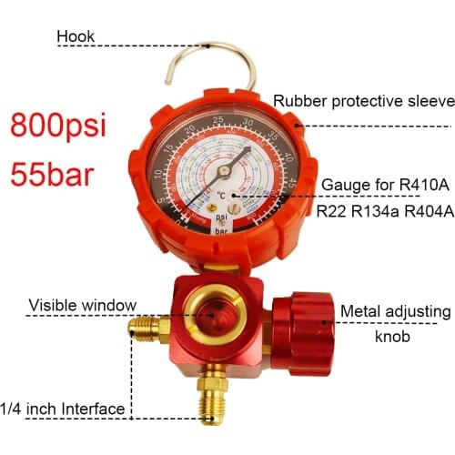 800/500PSI Refrigerant Manometer Manometer Air Condition Pressure Gauge Manometer & Valve manometro For R410A R22 R134a R404A