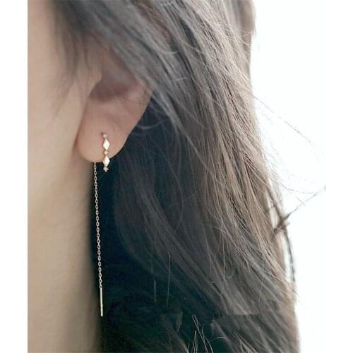 925 Sterling Silver 14k Gold Inlaid Crystal French Diamond Tassel Ear Line Women Retro Classic Party Jewelry Accessories