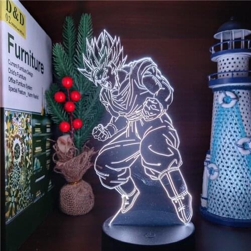 Dragon Ball Goku Acrylic 3d Lamp Anime Dragon Ball Z Super Saiyan 1 Goku LED Night Light for Children Kids Manga Birthday Gifts