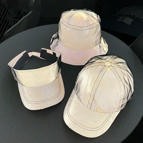 Unisex Night Reflective Shiny Cap Baseball Bucket Hats Nightclub Adjustable size