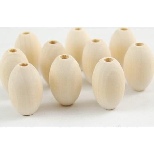 DIY Natural Wood Beads Oval Shape Spacer Unfinished Lead-Free Wooden Beads for Jewelry Making Kids Toys 25*17mm 10Pcs/lot