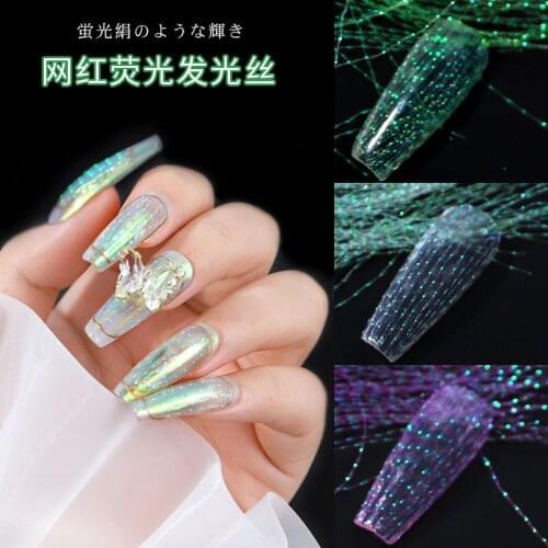 Nail Art Color Silk Fluorescent Screen Red New Popular Magic Glow Color Silk Line Nail Ornament Glitter Silk Nails Decoraciones