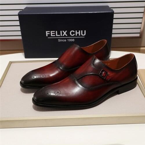 3 Colors European Style Gentleman Monk Strap Formal Shoes Pointed Toe Men Dress Loafers Shoes for Male Party Buckle Strap Shoe