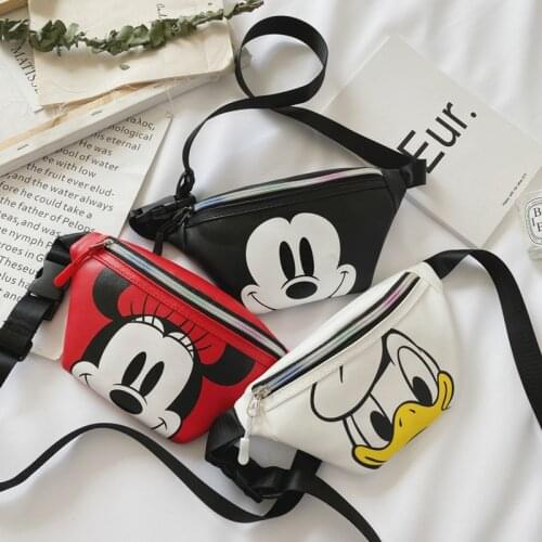 Disney mcikey mouse girl boy pu messenger bag cartoon chest bag Minnie Belt bag women shoulder bag