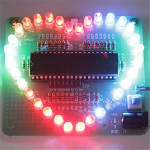 DIY Electronic Kit Heart Shape Colorful LED Module Love Water Light STC89C52 Parts & Components