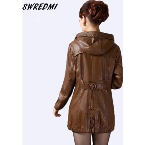 Long plus size 5XL leather clothing women new 2020 spring jackets laides slim fashion coats outerwear leather jacket women black