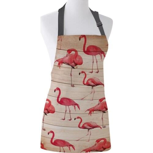 Nordic Flamingo Rustic Board Apron Design Adjustable Canvas Kitchen Cafe Aprons Female Ladies Couples Cooking Dining