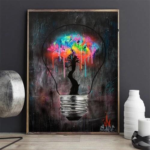 Graffiti Light Bulb Abstract Street Graffiti Art Posters Prints Canvas Painting Cuadros Wall Art for Living Room Home Decor