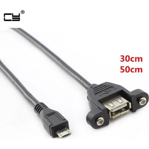 Article micro b male 5 pin to USB A 2.0 female extension cable panel mount screw ear cord With screw holes Baffle line 30cm 50cm