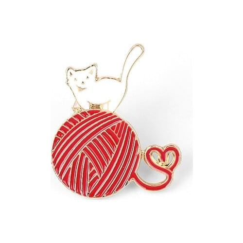 Cats and wool balls Pins and brooches denim bag Badge Enamel pins Brooch Lapel pin for gift