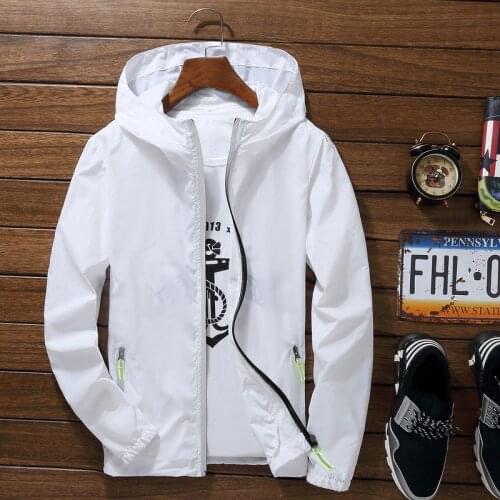 Skin Ultra-Light Packable Jackets Waterproof Sunscreen Summer Windbreaker Jacket Casual Thin Coat Beach Mens Hooded Summer Hoo