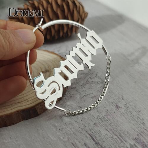 DOREMI 304 Stainless Steel Letter Earrings Round Custom Name Earrings 3MM Cuban Female Nameplate Earrings Anti-allergy 25-100mm