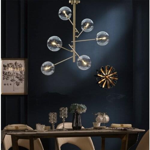 Loft Gold Creative Chandelier Iron Dining Lighting Living Room Lamp American Syle Minimalism Lamp Indoor Modern Led B