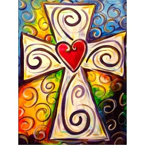 Oil Color Religious Element Diamond Painting Red Heart Round Full Drill Nouveaute DIY Mosaic Embroidery 5D Cross Stitch Images