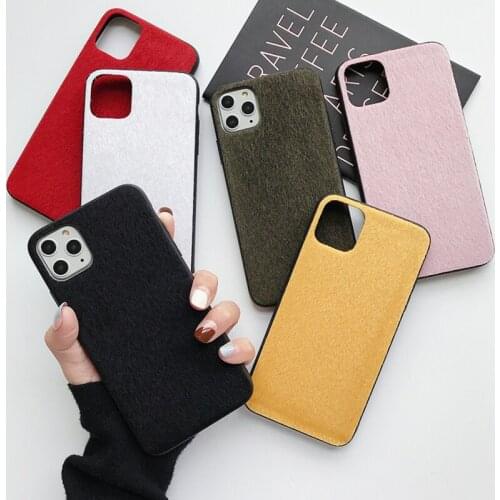 Cute Solid color soft Fur Phone Case For iPhone X XR XS Max Case Fashion Shockproof Cover For iPhone 7 8 6 6s Plus 11 Pro Max