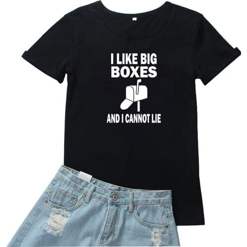 I Like Big Boxes and I Cannot Lie T Shirt Women Funny Gothic Clothes Women Tshirt Black Red Letters Graphic Tops Tee Shirt Femme