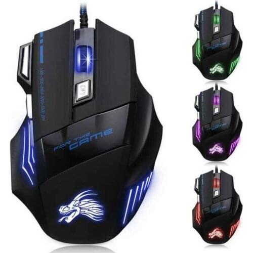 Professional Ergonomic Wired Gaming Mouse 7 Button 5500 DPI USB Computer Silent Mause With LED Light For PC Laptop