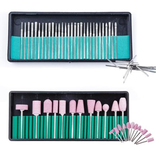 30PCS Nail Art Milling Drill Bits 12PCS Quartz Grinding Cutters Apparatus for Manicure Polishing Grinder Heads Set Nail Files
