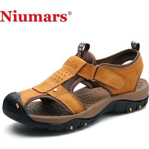 New Men Sandals Genuine Leather Men Roman Shoes Summer Outdoor Beach Hiking Shoes Mens Sandals Sandals Slippers Plus Size