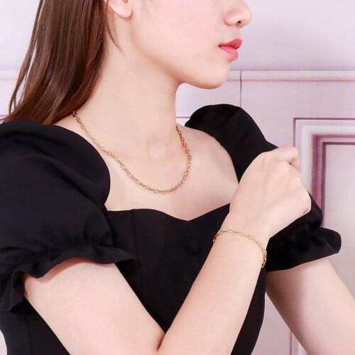 Fashion Women Men Silver Color Gold Stainless Steel Round Pendant Necklace Sets Jewelry