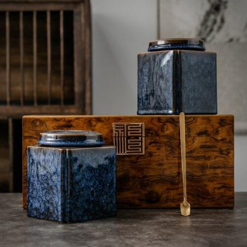 Gift Ceramic Tea Caddies Storage Box Handmade Seal Luxury Sugar Container Tea Caddies Home Caja De Te Household Products DG50TC