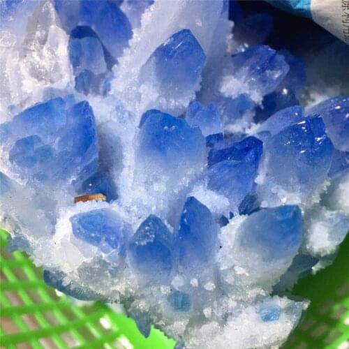 Rare beautiful natural blue crystal cluster mineral specimen wedding decoration reiki Healing Specimen Home deco