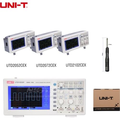UNI-T UTD2102CEX UTD2072CEX UTD2052CEX Digital Storage Oscilloscope 2CH 100MHz Bandwidth 800x480 7 Inch TFT 1GS/s 25kpts USB OTG
