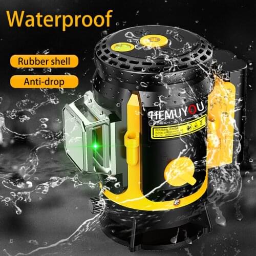 12 Lines 3D Laser Level Self-Leveling 360 Horizontal Green Laser Beam Line Horizontal Vertical Cross Lines Indoors