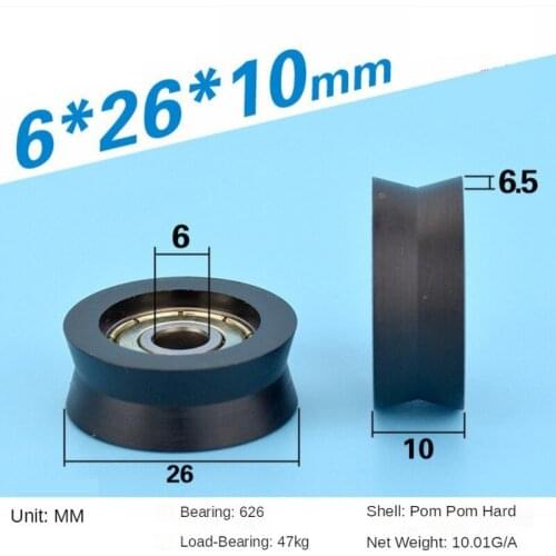 V6*26*9mm V type wrapped rubber bearing, pulley door and window, instrument roller, nylon wrapped plastic groove pulley