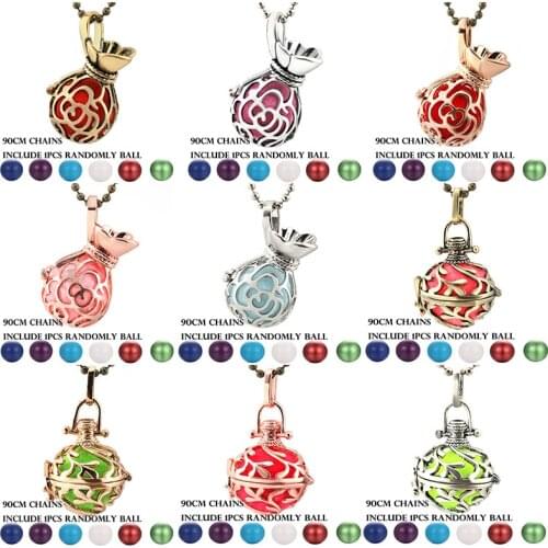 New Mexico Chime Lucky Bag Vintage Locket Necklace Music Ball Pregnancy Necklace For Aromatherapy Essential Oil Pregnant Jewelry