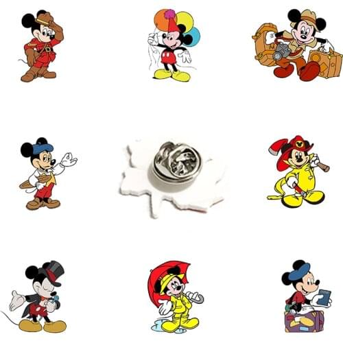Disney Mickey Detective Character Lapel Pin Boys And Girls Fashion Jewelry Gifts Funny Resin Cartoon Pin Backpack Hat Lapel Pin
