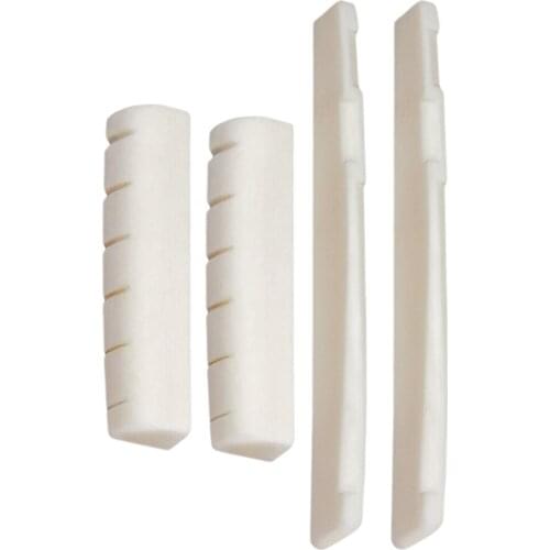 Replacement 6-String Acoustic Guitar Slotted Saddle Nuts Carved Buffalo Bone for 6 Strings Acoustic Folk Guitar