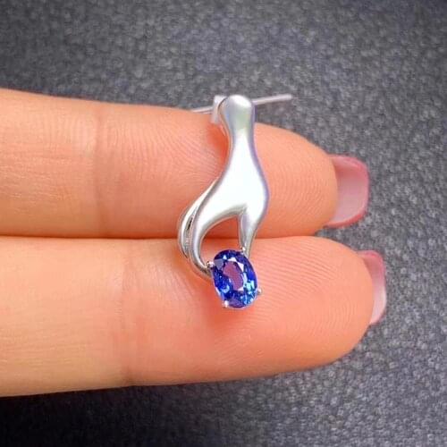 Fashion grace hand natural blue sapphire Pendant natural gemstone pendant S925 silver Women girl gift precious fine jewelery