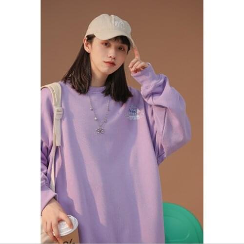 Spring Autumn Purple Black White Grey Orange Color Female Sweater Letter Pattern Sweet Vintage Women Casual Loose Fall Pullover