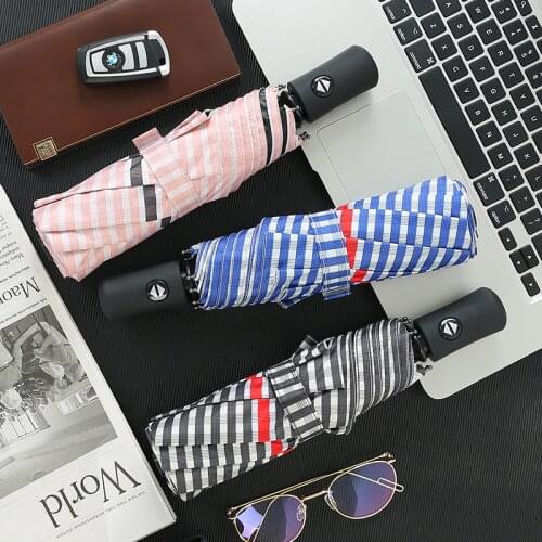 Japanese Automatic Umbrella Simple Black Glue Sunscreen Umbrella Smallumbrella Windproof Girl Women Sunny Rain B50