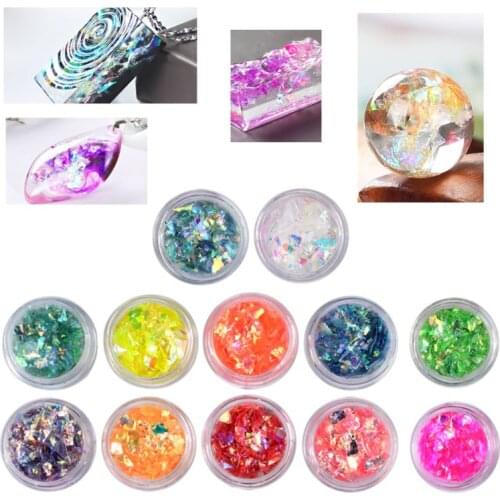 Y1UE 12 box/set Manicure Shell Cellophane Colorful Candy Aurora Papers Hard Epoxy Filling Nail Polish Adhesive Decorative Dotted