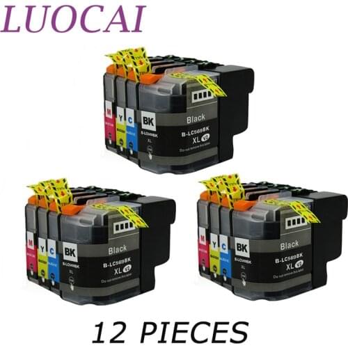 12 pieces LC569 LC569XL LC565 LC565XL LuoCai Compatible ink cartridges For Brother MFC-J3520 MFC-J3720 Printers