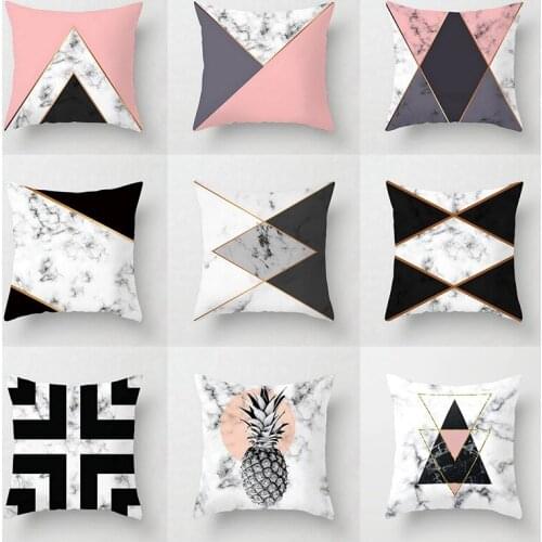 45*45 cm Pink Geometric Abstract Decorative Pillows Case Marble Pattern Flower Designer Cushion Cover "