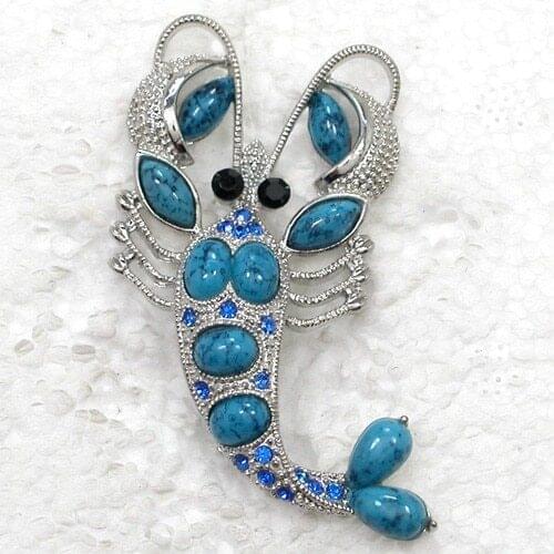 Blue Rhinestone Lobster Pin brooches C699 B