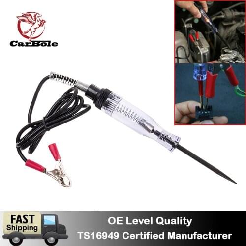 CarBole Systems Long Probe Continuity Test Light Car Voltage Circuit Tester Pen 12V 6V DC Test Tool Car Accessories