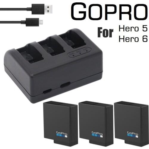 For Gopro HERO 5 6 7 100% Original Battery Gopro batteries 3-way USB charger and Battery case for GoPro 8 HERO7 Camera Clownfish